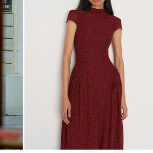Reformation Burgundy Patterned Midi Dress